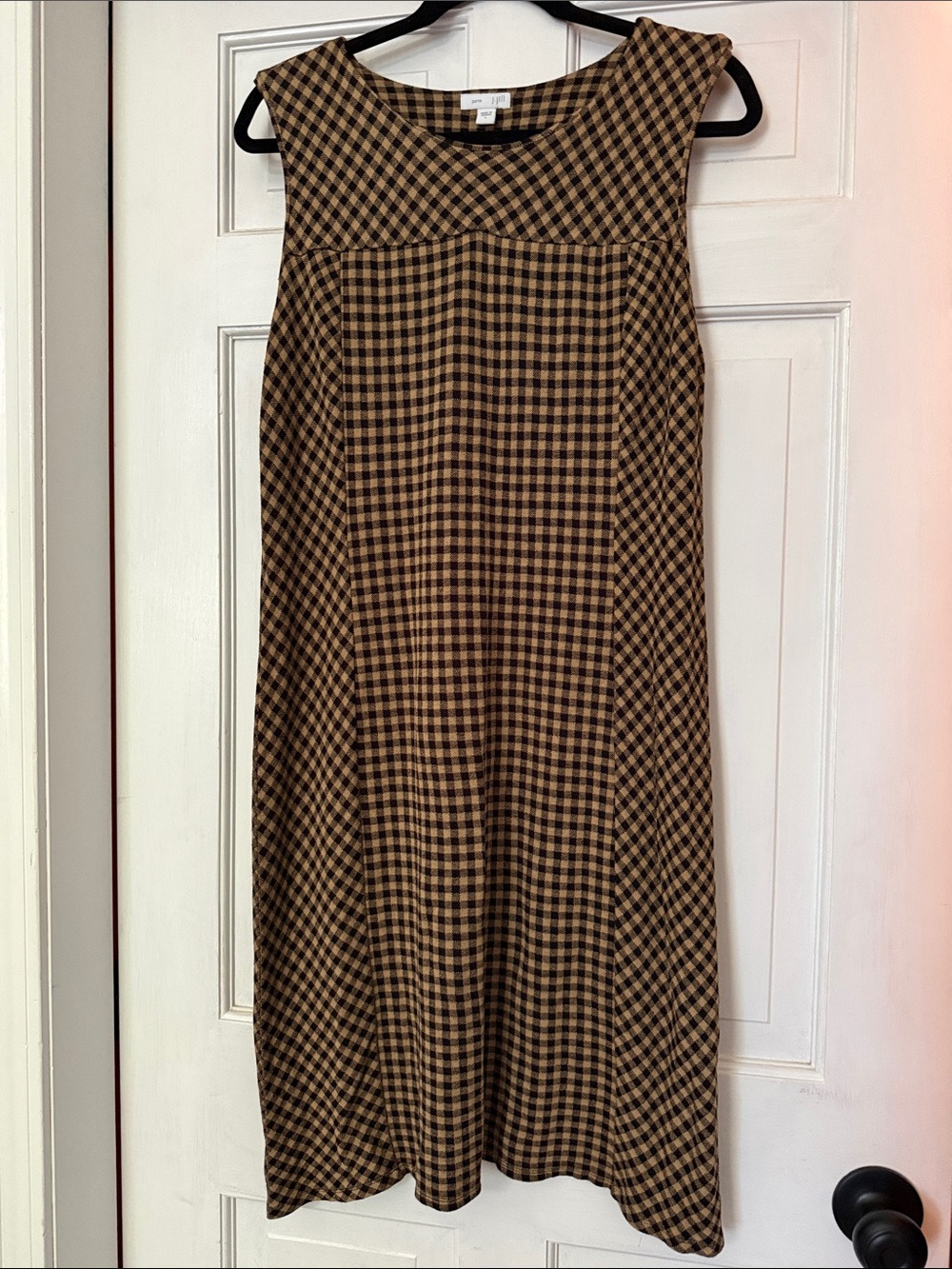 J. Jill Black and Brown Check Crewneck Tunic